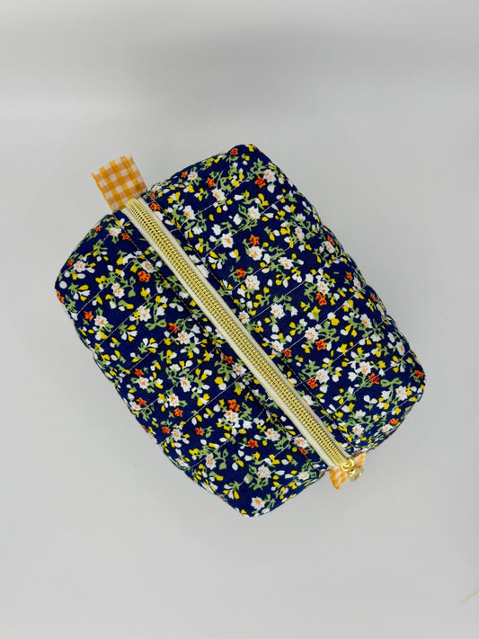 After Dark Blooms Quilted Makeup Bag