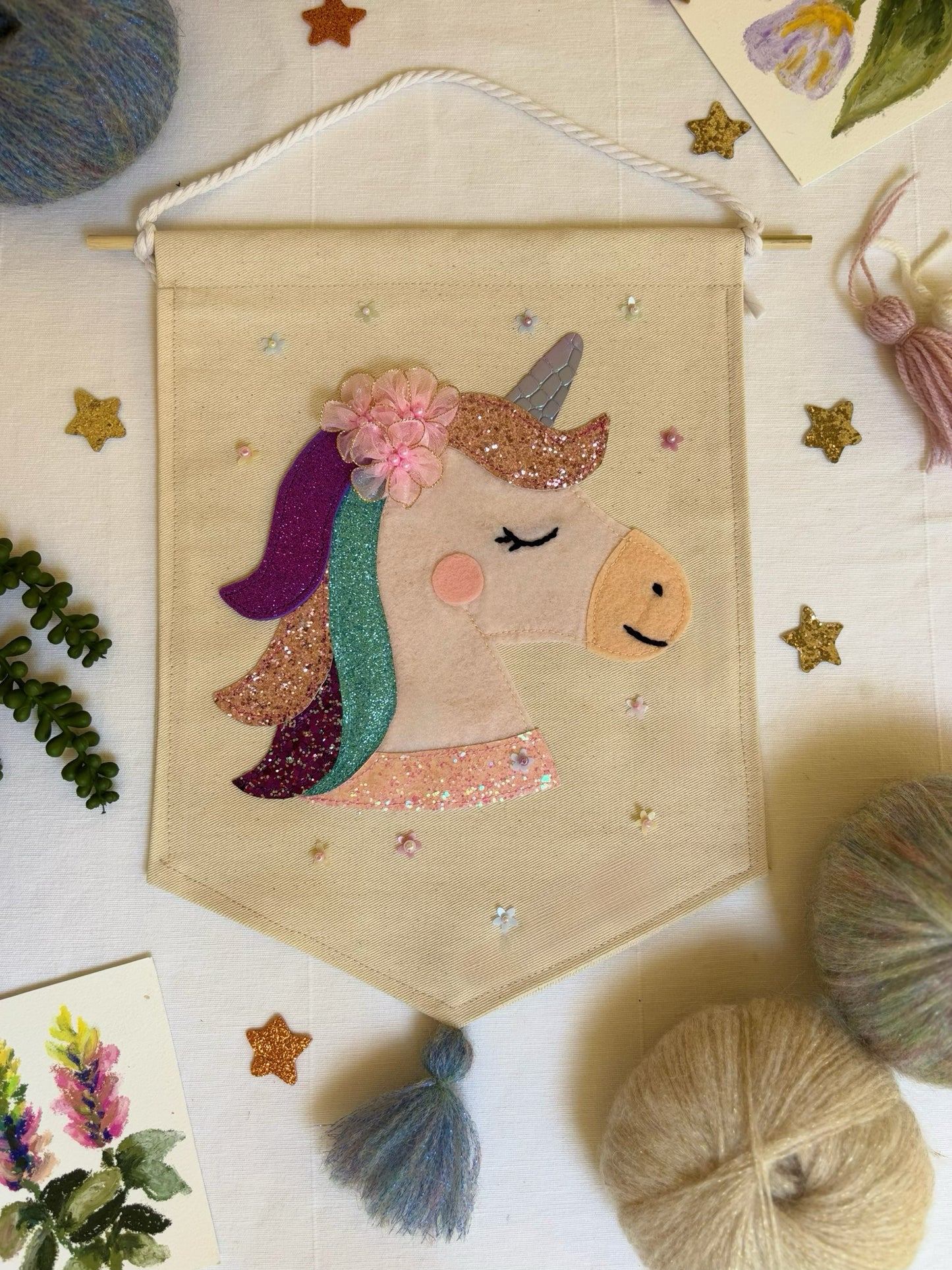 Moonbeam - Unicorn Felt Wall Hanging