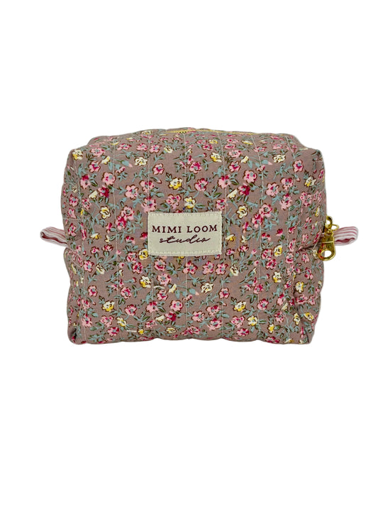 She Loves Me, She Loves Me Not Quilted Makeup Bag