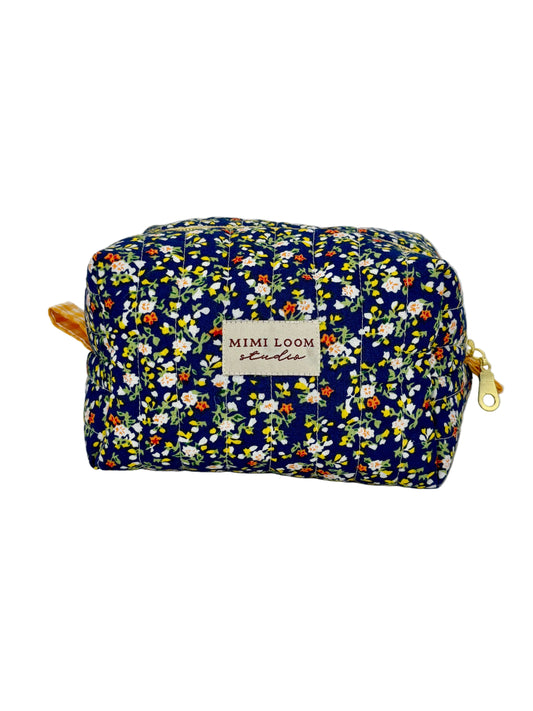After Dark Blooms Quilted Makeup Bag