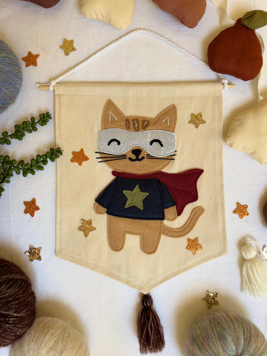 Captain Whiskers - Felt Wall Hanging